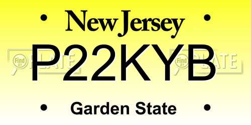 P22KYB New Jersey License Plate
