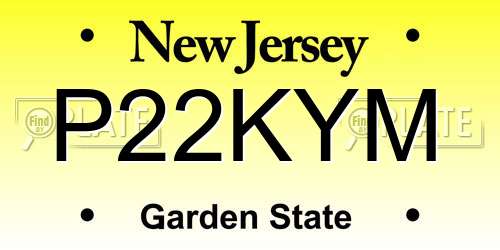 P22KYM New Jersey License Plate