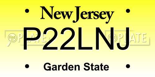 P22LNJ New Jersey License Plate