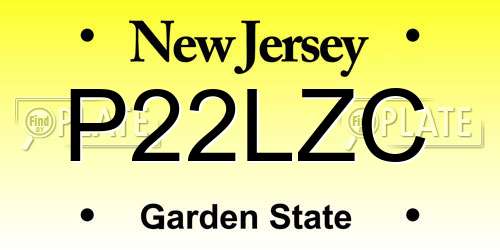 P22LZC New Jersey License Plate