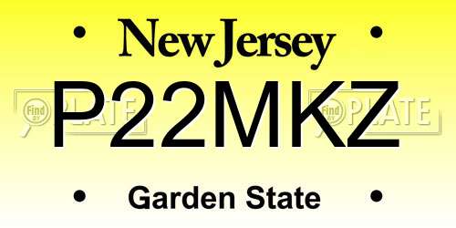 P22MKZ New Jersey License Plate