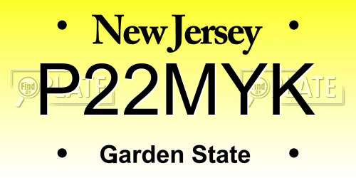 P22MYK New Jersey License Plate