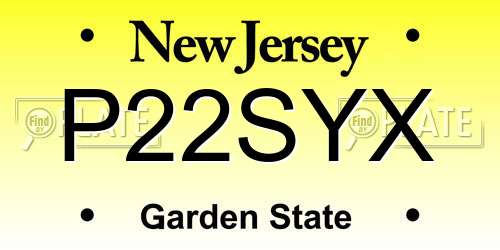 P22SYX New Jersey License Plate
