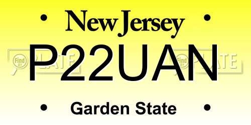 P22UAN New Jersey License Plate