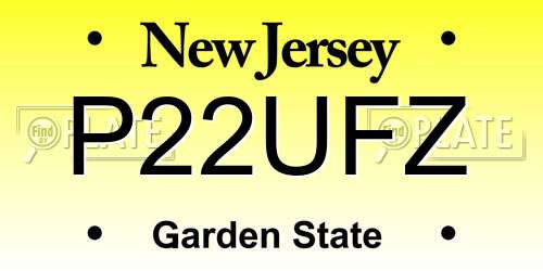 P22UFZ New Jersey License Plate