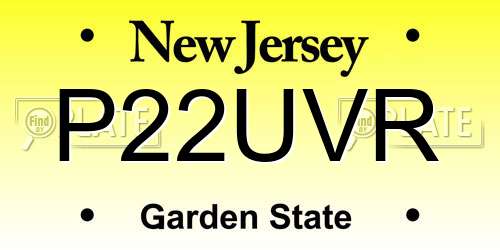 P22UVR New Jersey License Plate