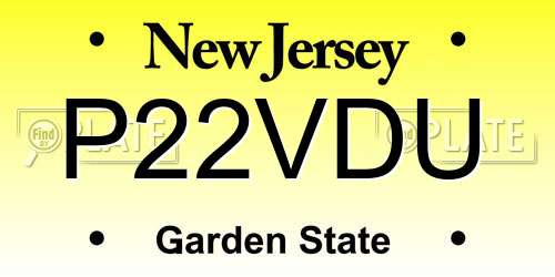 P22VDU New Jersey License Plate