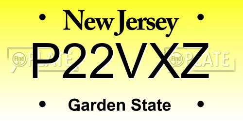P22VXZ New Jersey License Plate