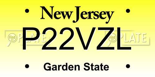P22VZL New Jersey License Plate