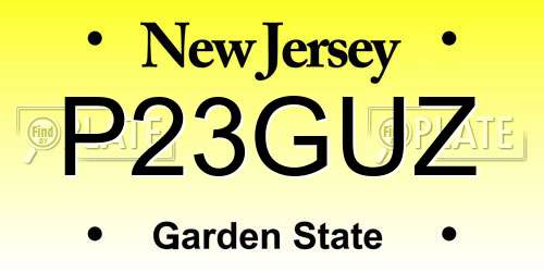 P23GUZ New Jersey License Plate