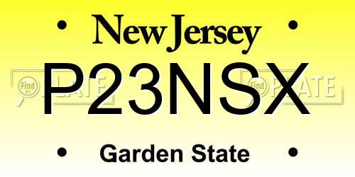 P23NSX New Jersey License Plate
