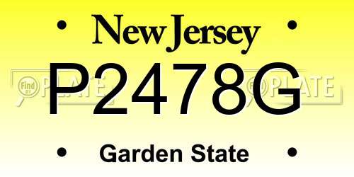 P2478G New Jersey License Plate