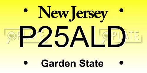 P25ALD New Jersey License Plate