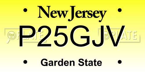 P25GJV New Jersey License Plate