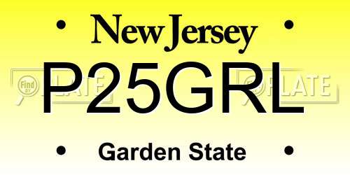 P25GRL New Jersey License Plate