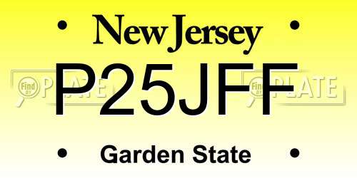 P25JFF New Jersey License Plate