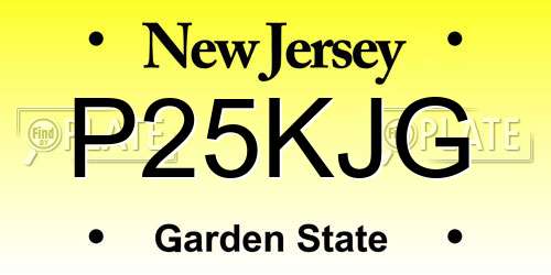 P25KJG New Jersey License Plate