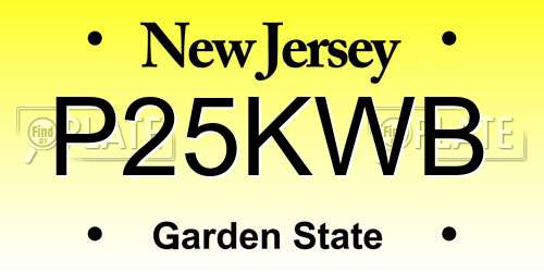 P25KWB New Jersey License Plate