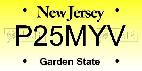 P25MYV New Jersey License Plate