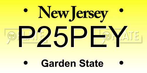 P25PEY New Jersey License Plate