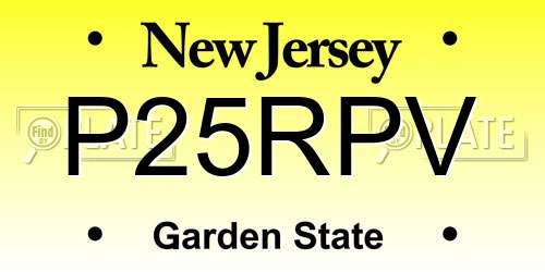 P25RPV New Jersey License Plate