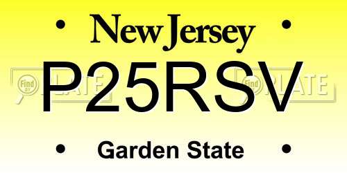 P25RSV New Jersey License Plate