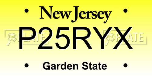 P25RYX New Jersey License Plate