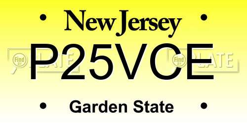 P25VCE New Jersey License Plate