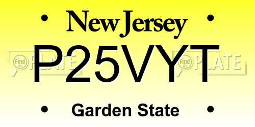 P25VYT New Jersey License Plate