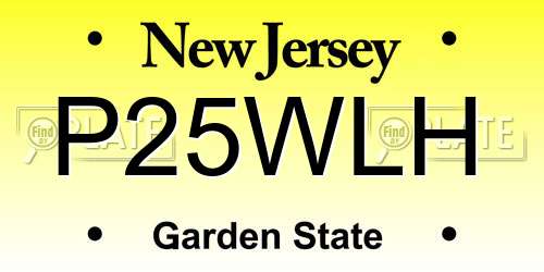 P25WLH New Jersey License Plate