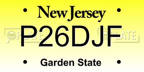 P26DJF New Jersey License Plate