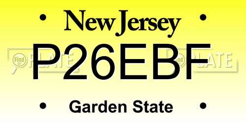 P26EBF New Jersey License Plate
