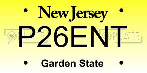 P26ENT New Jersey License Plate