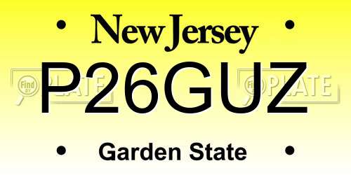 P26GUZ New Jersey License Plate