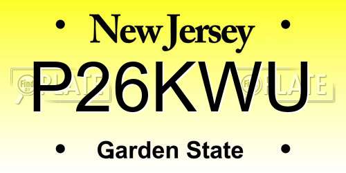 P26KWU New Jersey License Plate
