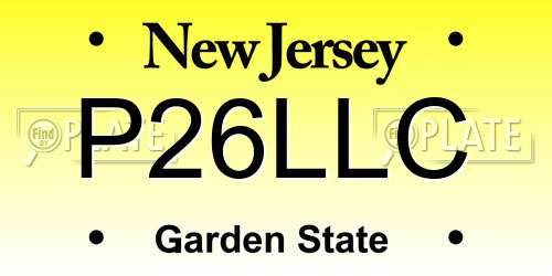 P26LLC New Jersey License Plate