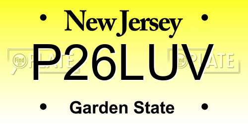 P26LUV New Jersey License Plate