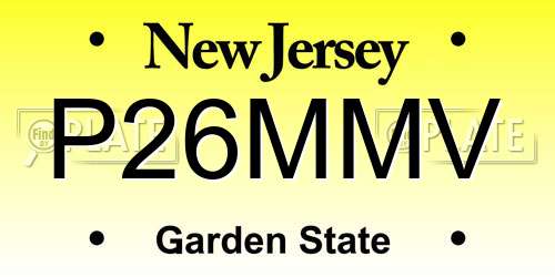 P26MMV New Jersey License Plate