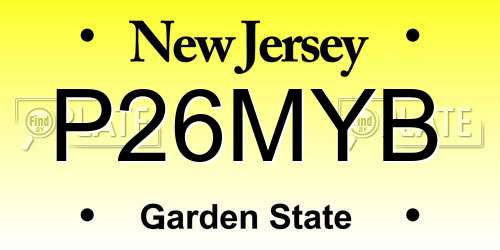 P26MYB New Jersey License Plate