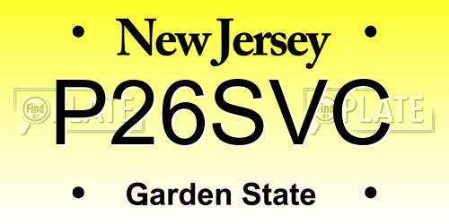 P26SVC New Jersey License Plate