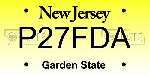 P27FDA New Jersey License Plate