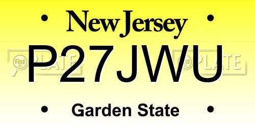 P27JWU New Jersey License Plate