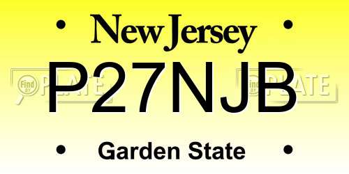 P27NJB New Jersey License Plate