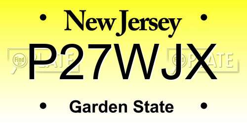 P27WJX New Jersey License Plate