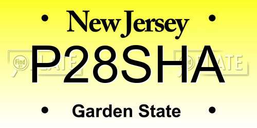 P28SHA New Jersey License Plate