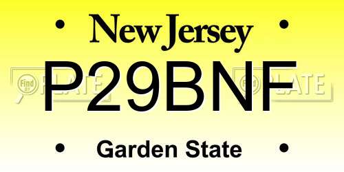 P29BNF New Jersey License Plate