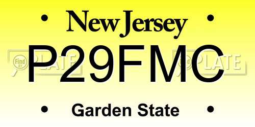 P29FMC New Jersey License Plate