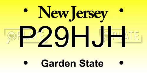 P29HJH New Jersey License Plate