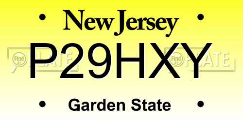 P29HXY New Jersey License Plate