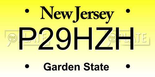P29HZH New Jersey License Plate